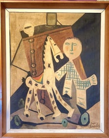 VERY OLD POST PICASSO OIL on CANVAS ILLEGIBLE SIGNATURE