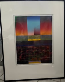 Mixed Media Original. Titled Southern Lights. 30.25 x 25 inches. Framed.