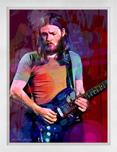 David Gilmour Icon Original Mixed media on canvas by David Lloyd Glover: David Gilmour Icon Original Mixed media on canvas by David Lloyd Glover Hand signed by the artist. Custom framed and includes certificate from the artist. Approx 24x18 image size and 30x24 inches