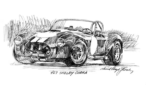 Shelby Cobra Mixed Media Original on paper by David Lloyd Glover