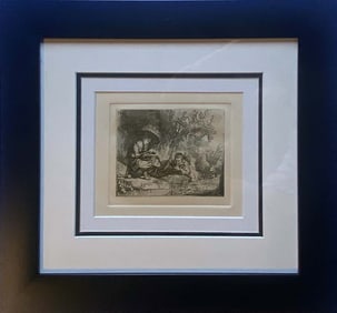 Rembrandt. The Flute Player. Hand pulled etching after Rembrandt by Amand Durand