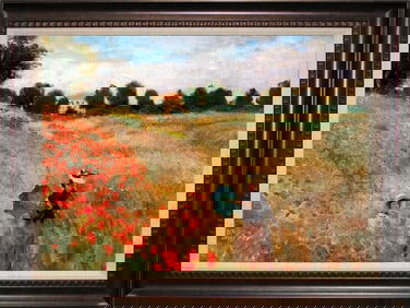 Claude Monet Poppyfield II After Monet. Limited Edition on canvas landscape Hand embellished on