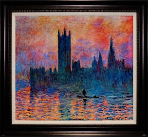 Claude Monet Parliament Buildings Hand embellished on canvas Limited Edition