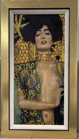 Gustav Klimt Hand embellished oil on canvas after Klimt.