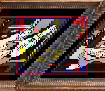 Roy Lichtenstein Color Plate Lithograph after Lichtenstein: Roy Lichtenstein Lithograph from 1992. Approx 24x20 inches. Professionally framed. Includes a certificate.