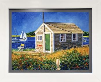 Cape Cod Boathouse Original Mixed media on canvas by David Lloyd Glover