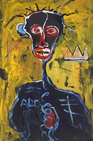 Oil on canvas in the style of Jean Michel Basquiat