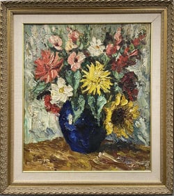 Vintage Original oil painting 1940s Heavy palette work Signed