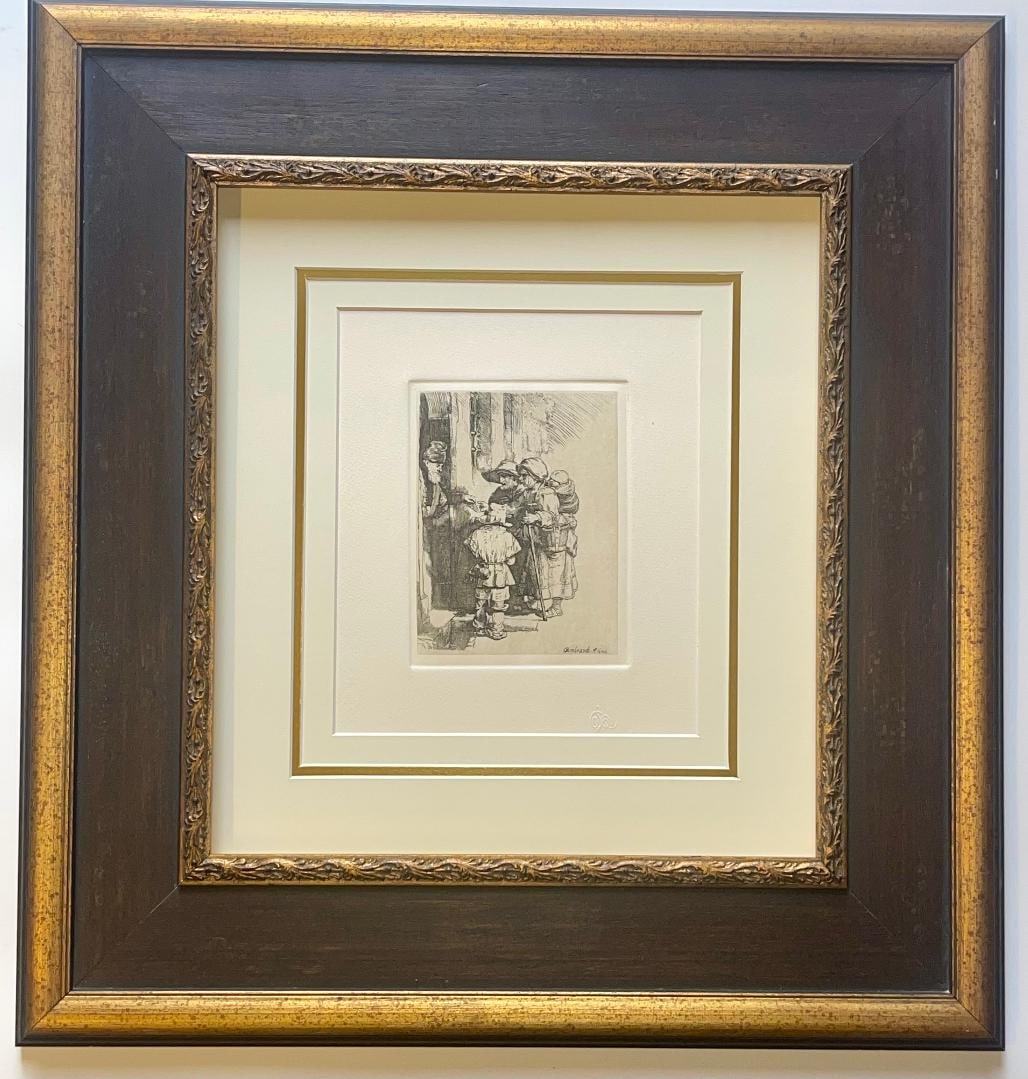 Rembrandt Beggars Receiving Alms at the Door of a House. Etching. B. 176. Rembrandt (After by Amand (1 of 1)