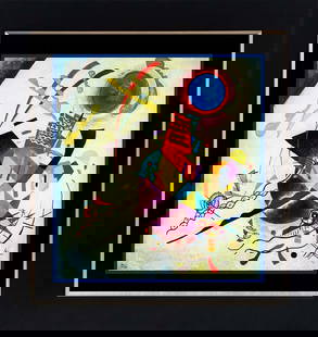 Kandinsky Limited Edition Blue Circle after Wassily Kandinsky: Blue Circle -After Kandinsky. Limited Edition ink on archival canvas. Includes Certificate of Authenticity. Approx 30 x 30 inches. The signature is in the plate. Kandinsky steered painting towards