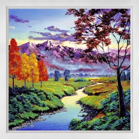 Sunrise over the quiet River Mixed media Original on canvas by David Lloyd Glover