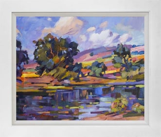 Limited Edition Hand embellished on canvas by David Lloyd Glover Reflections of Lake Hemet