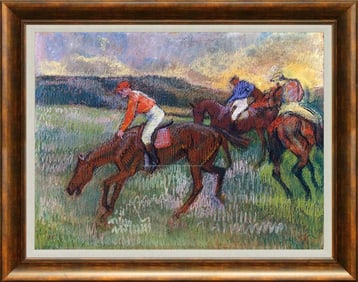 Horses Hand Embellished on canvas Edgar Degas