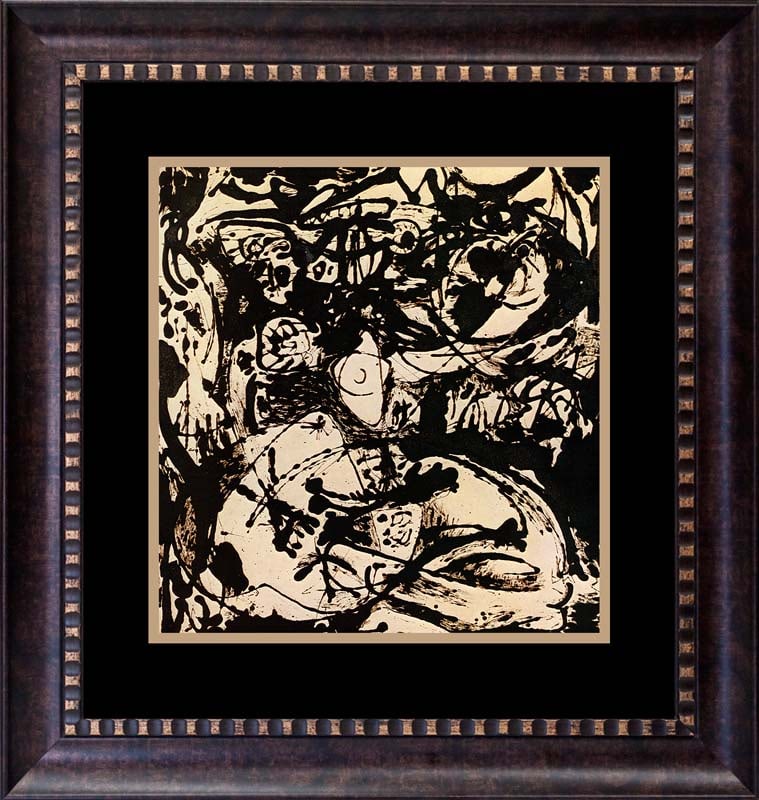 Jackson Pollock color plate lithograph after Pollock: Jackson Pollock- lithograph from 1975 Approx 24x20 inches. Includes certificate of authenticity. Custom framed. The signature is in the plate. Fine Art Lithograph from Mourlot Press Paris France.