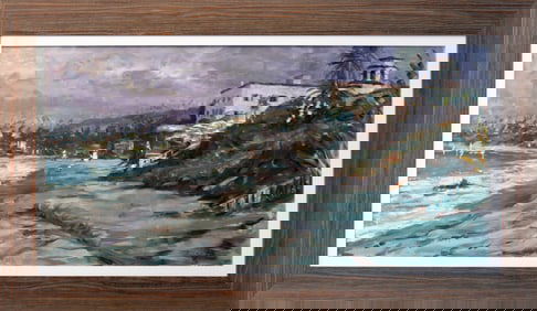 Original oil on canvas by Jorn Fox image size 48 x 24 inches.