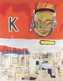Original mixed media on canvas in the manner of Jean Michel Basquiat