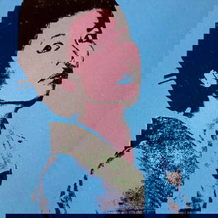 Andy Warhol Screenprint Kimiko 1981 Serigraph: Andy Warhol Kimiko. Serigraph Screenprint. 1981. Approx 36x36 inches. This proof was made outside the regular edition during the process of image development and production in 1981. Includes the print