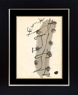 Joan Miro Lithograph 1970: Joan Miro Color Plate Lithograph Printed in the 1970. Custom framed Includes certificate of authenticity. Approx 20x24 inches.