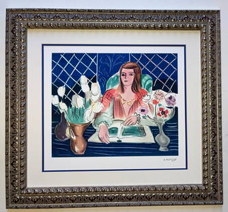 Henri Matisse Limited Edition Lithograph has official Paris Editions stamp.: Henri Matisse. Exquisite recreation in a Limited Edition Lithograph. Plate signed. The Paris Editions embossed stamp is in the lower left. After Henri Matisse. Approx 24x20 inches professionally frame