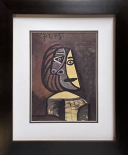 Pablo Picasso Color Plate Lithograph from 1970: Pablo Picasso Color Plate Lithograph from 1970. Approx 24x20 inches. Custom framed and includes certificate of authenticity.
