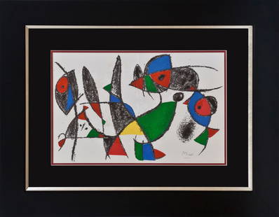 Joan Miro Lithograph hand signed by the artist.: Joan Miro Hand Signed Lithograph. This lithograph is hand signed by the artist. Approx 24x26 inches. Includes certificate of authenticity. Custom framed.