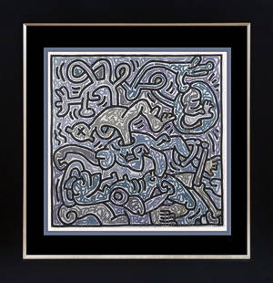 Keith Haring Lithograph Haring: Keith Haring Lithograph from 1982 Approx 24x20 inches Custom framed and includes certificate