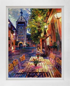 Night Bistro Hand embellished canvas David Lloyd Glover
