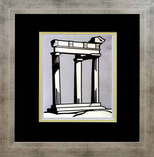 Roy Lichtenstein color plate lithograph from 1984: Roy Lichtenstein Color Plate Lithograph from 1984. Approx 20x20 inches. Custom framed. Includes documentation.
