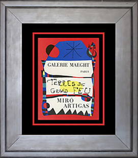 Joan Miro Lithograph after Miro: Joan Miro. Color Plate Lithograph. Printed in 1968 by Mourlot Press. Custom framed Includes Certificate of Authenticity. Approx 24x20 inches.