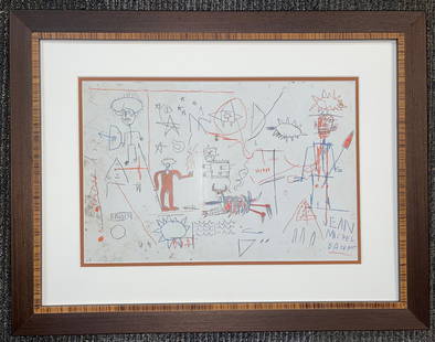 Jean Michel Basquiat Color Plate Lithograph 1984.: Jean Michel Basquiat Color Plate Lithograph from 1984. Custom framed and includes certificate of authenticity.