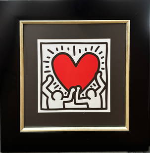 Keith Haring Lithograph from 1984: Keith Haring Lithograph from 1984. Approx 12x12 inches image size and 22x22 inches custom frame. Includes certificate.