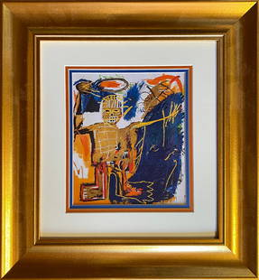 Jean Michel Basquiat Color Plate Lithograph after Basquiat: Jean Michel Basquiat Color Plate Lithograph from 1984. Approx 22x20 inches. Includes certificate and custom framed.