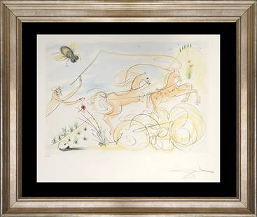 Salvador Dali Limited Edition Original Lithograph Fables Hand signed and numbered (Le Bestiare de la: Salvador Dali Fables Original Lithograph Limited Edition Hand signed and numbered. Includes documentation and is custom framed. Approx 23 x 18 inches image size.