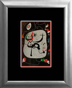 Joan Miro Color Plate Lithograph 1962: Joan Miro Original Color Plate Lithograph. Approx 20 x 22 inches. Custom framed. Includes Certificate of Authenticity. Museum quality lithograph.