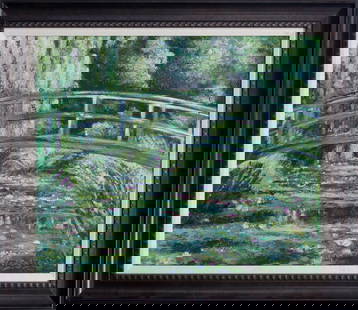 Claude Monet Japanese Bridge Hand embellished canvas Limited Edition: Claude Monet Japanese Bridge Hand embellished Limited Edition on canvas. The signature is in the plate. Custom framed. Approx 30x40 inches. Includes a certificate.