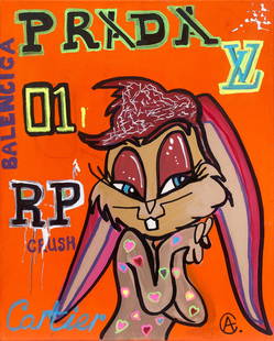 Prada Fabulicious original on canvas by Arthur Chorny: Prada original on canvas by Arthur Chorny. Approx 20 x 16 image size inches Hand signed by the artist. One-of-a-kind original. Includes certificate of authenticity. Purchased directly from artist.