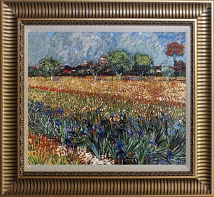 Vincent Van Gogh Hand embellished canvas landscape.