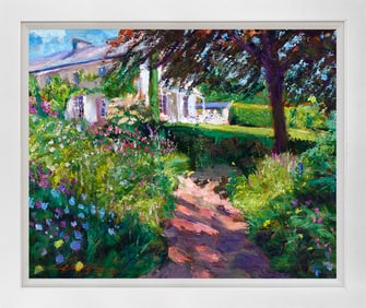 Garden at the Summer House Original mixed media on canvas by David Lloyd Glover