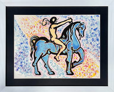 Salvador Dali Limited Edition Original Lithograph Victory of Primitive Man. Le Jungle Humane Suite: Salvador Dali Victory of Primitive Man 1976. Original Lithograph hand signed and numbered from Le Jungle Humaine Suite Limited Edition. Custom framed and includes documentation. Approx 30x26 inches.