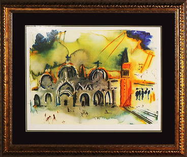 Salvador Dali  Venice Limited Edition Lithograph: Salvador Dali Limited Edition Lithograph Venice embossed. Signed in the plate and numbered by the artist. Includes certificate of authenticity. Approx 28x32 inches. Custom framed.