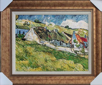 Vincent Van Gogh Hand embellished canvas landscape.