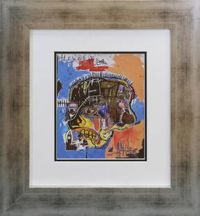 Jean -Michel Basquiat Art Print: Jean Michel Basquiat Color Plate Lithograph from 1984. Approx 22x20 inches. Professionally framed. Includes Certificate of Authenticity.