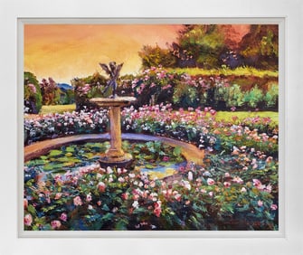 David Lloyd Glover Original mixed media on canvas Dusk at the Rose Garden