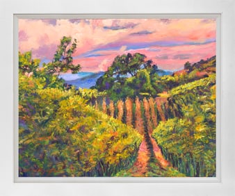 Evening Light Napa Vineyards Original mixed media on canvas by David Lloyd Glover
