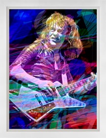 Rick Derringer Gibson Explorer Mixed media original on canvas by David Lloyd Glover