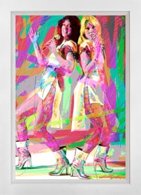 Anni Frid and Agnetha of ABBA Mixed Media Original on canvas by David Lloyd Glover