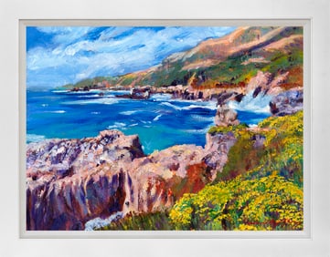 California Coast Highway Original mixed media on canvas by David Lloyd Glover