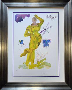 Salvador Dali Divine Erato from The Art of Loving Ovide. 1979. Lithograph in colors. Signed and numb: Salvador Dali Divine Erato from The Art of Loving Ovide 1979. Lithograph in Colors. Hand signed and numbered. Limited Edition. Fingerprint on verso for authenticity. Approx 30x24 custom framed. Image