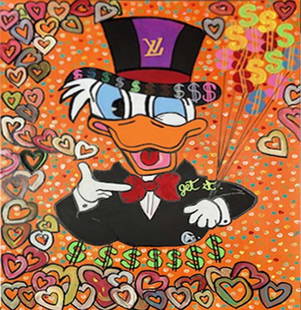 A Quacky Affair Original on canvas by Art Chorny: A Quacky Affair Original on canvas by Art Chorny Approx 30x24 inches One of a kind original Hand signed by the Artist and includes certificate of authenticity.