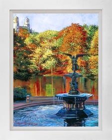 Fountain at Central Park Mixed Media Original by David Lloyd Glover